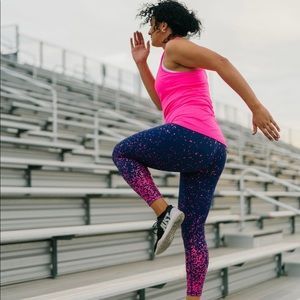 BNWT Zyia Active 8-10 Navy Pink Splash Light n Tight Hi-Rise 7/8 24” Leggings